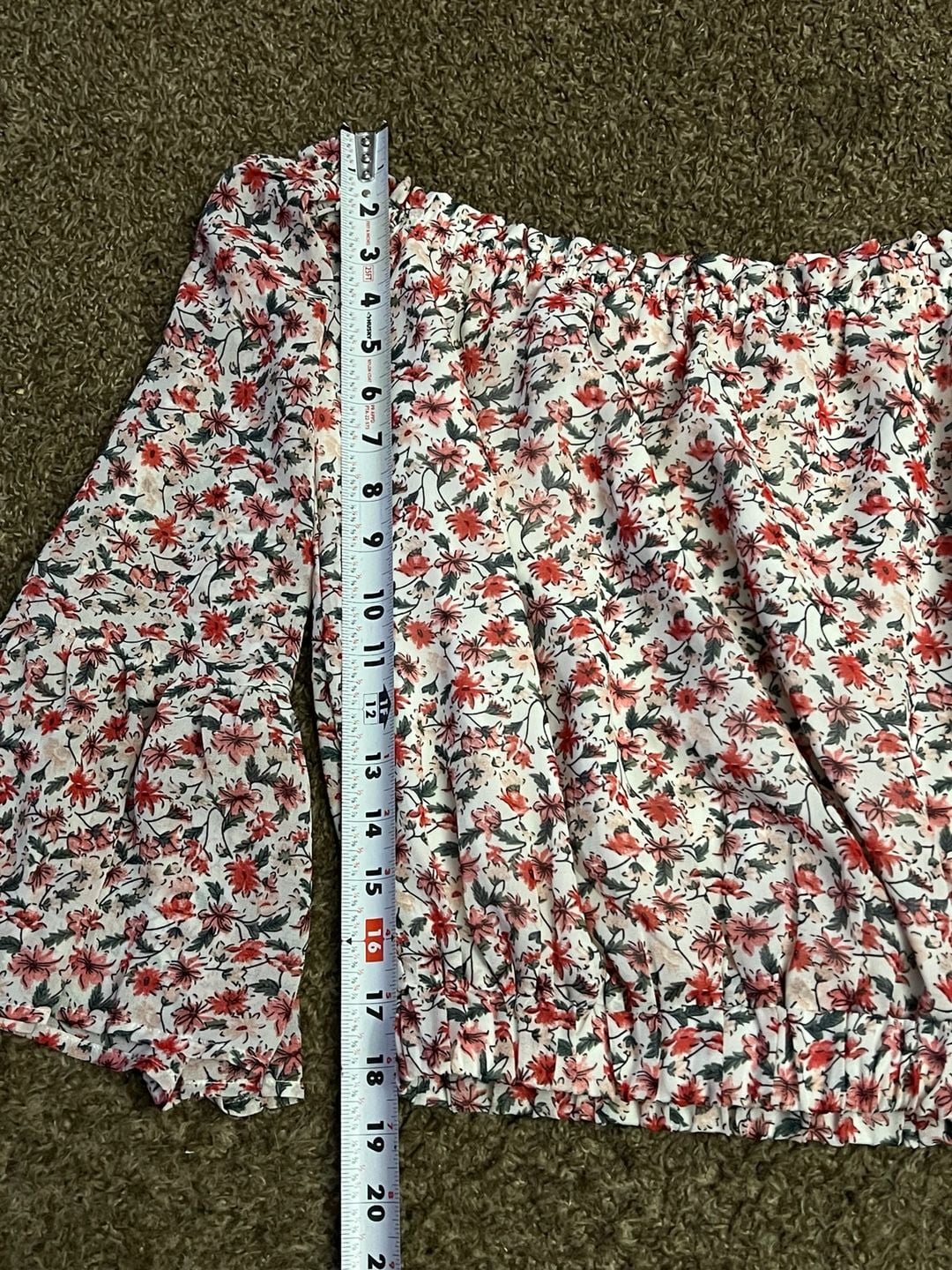 Pink Lily Floral Off Shoulder Top Size XS White Red 5