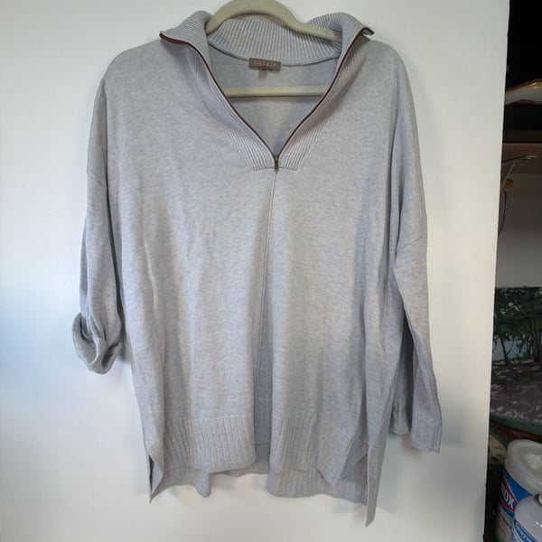 Lilla P Gray Half Zip Pullover Sweater Size L