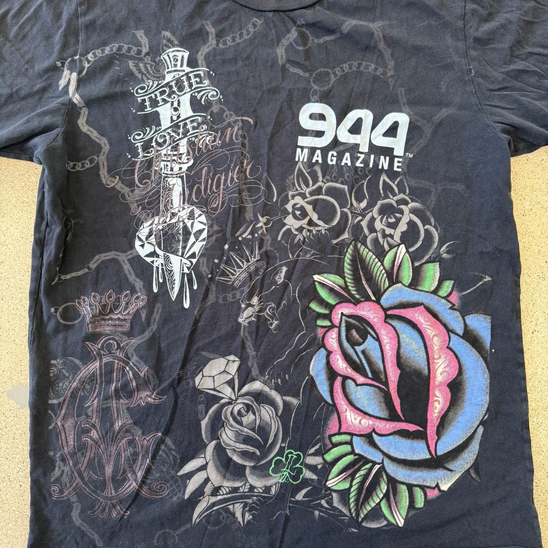 Ed Hardy Christian Audigier 944 Magazine promo shirt True Love Black Size Large 3
