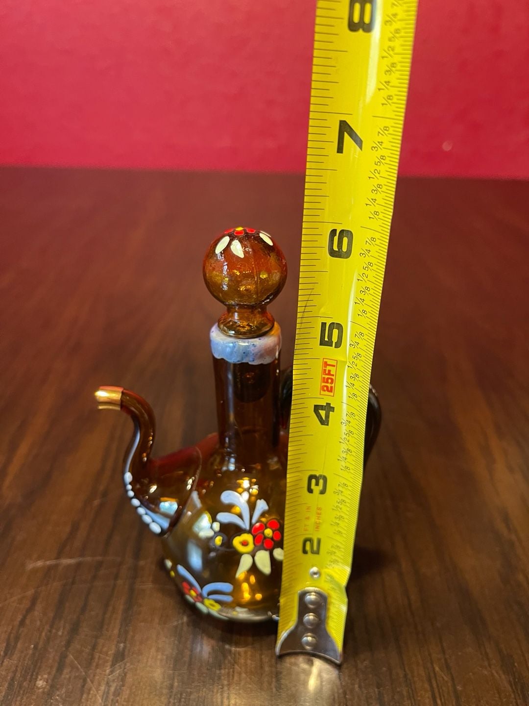 Moser Bohemian Art Glass Cruet Decanter with Stopper and Floral Motif 10