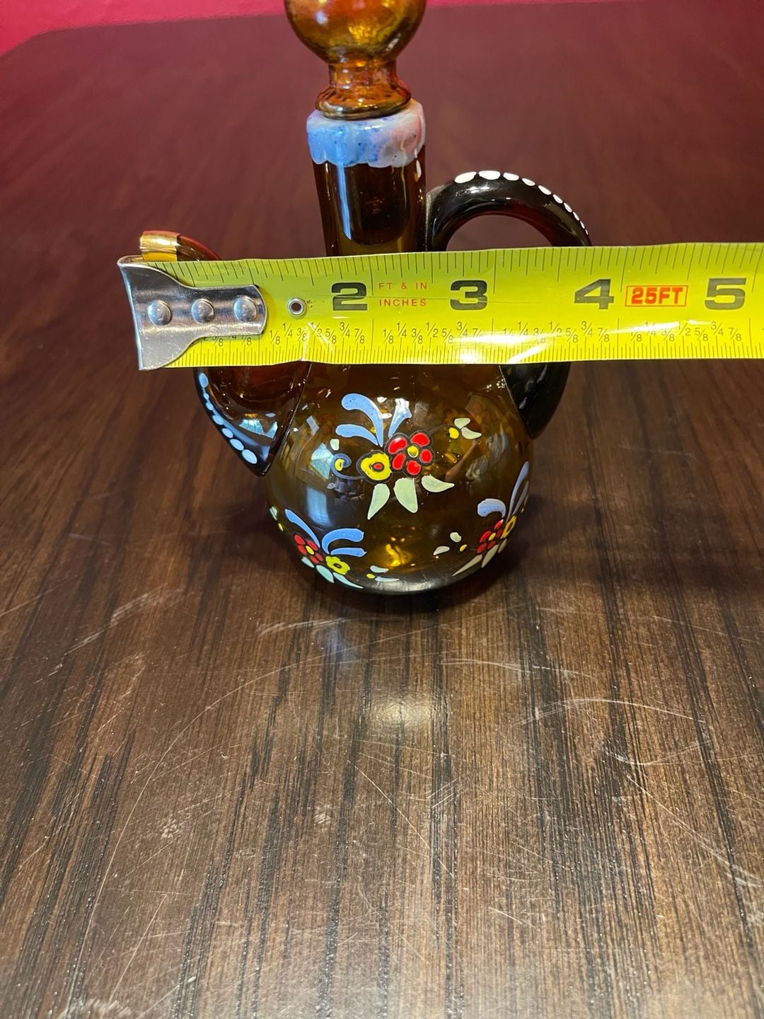 Moser Bohemian Art Glass Cruet Decanter with Stopper and Floral Motif 12