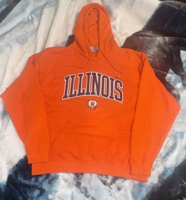 J. America Illinois Fighting Illini Hoodie Size XL Orange Pullover 2