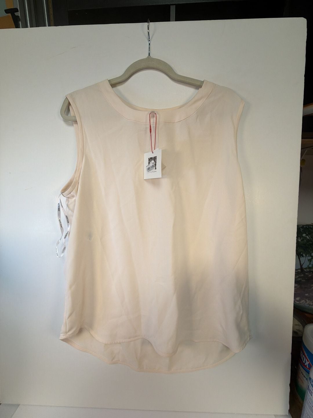 Anne Klein Sleeveless Blouse Size L Cream Silk-Blend Tank Top 2