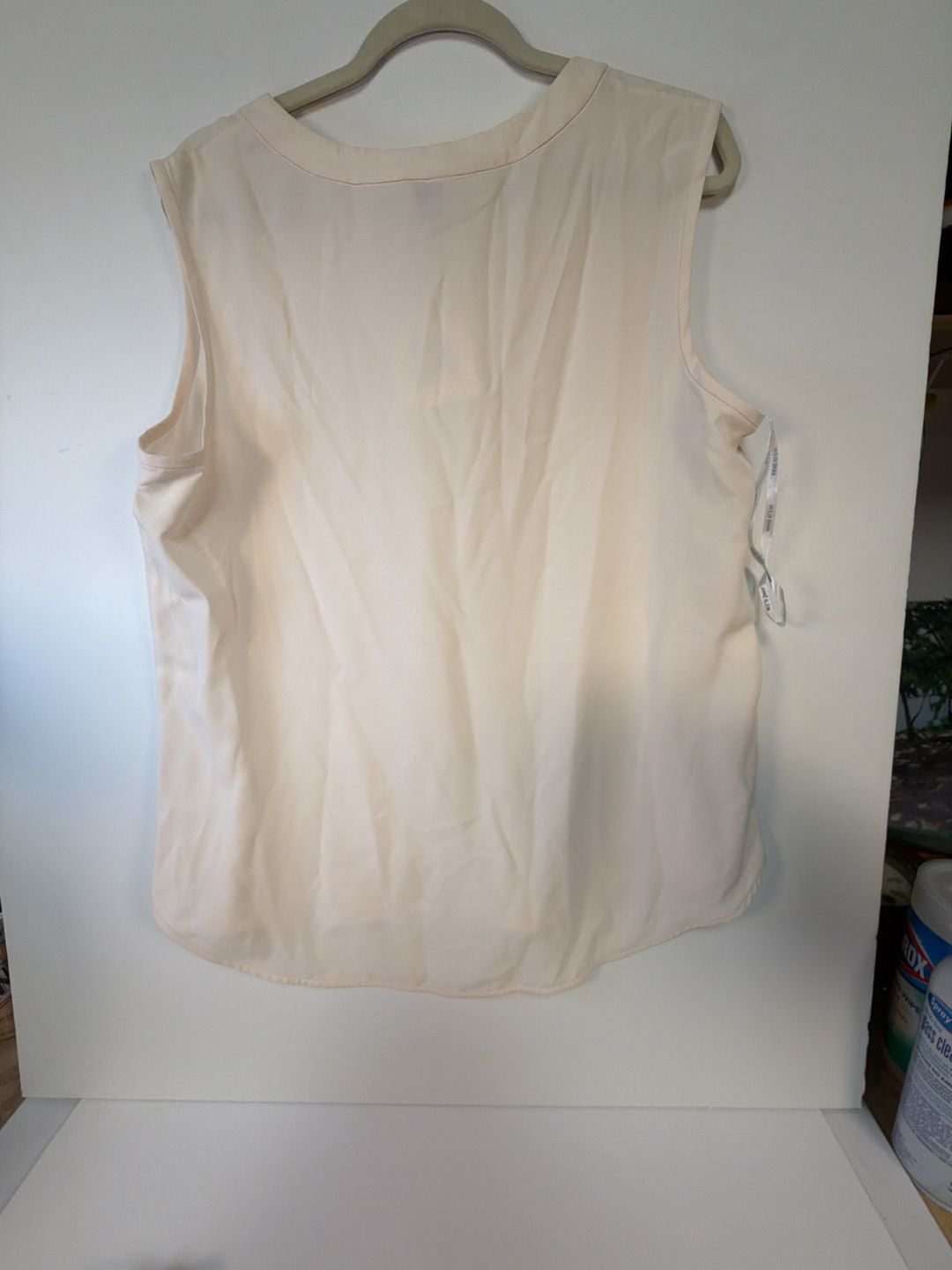 Anne Klein Sleeveless Blouse Size L Cream Silk-Blend Tank Top 7