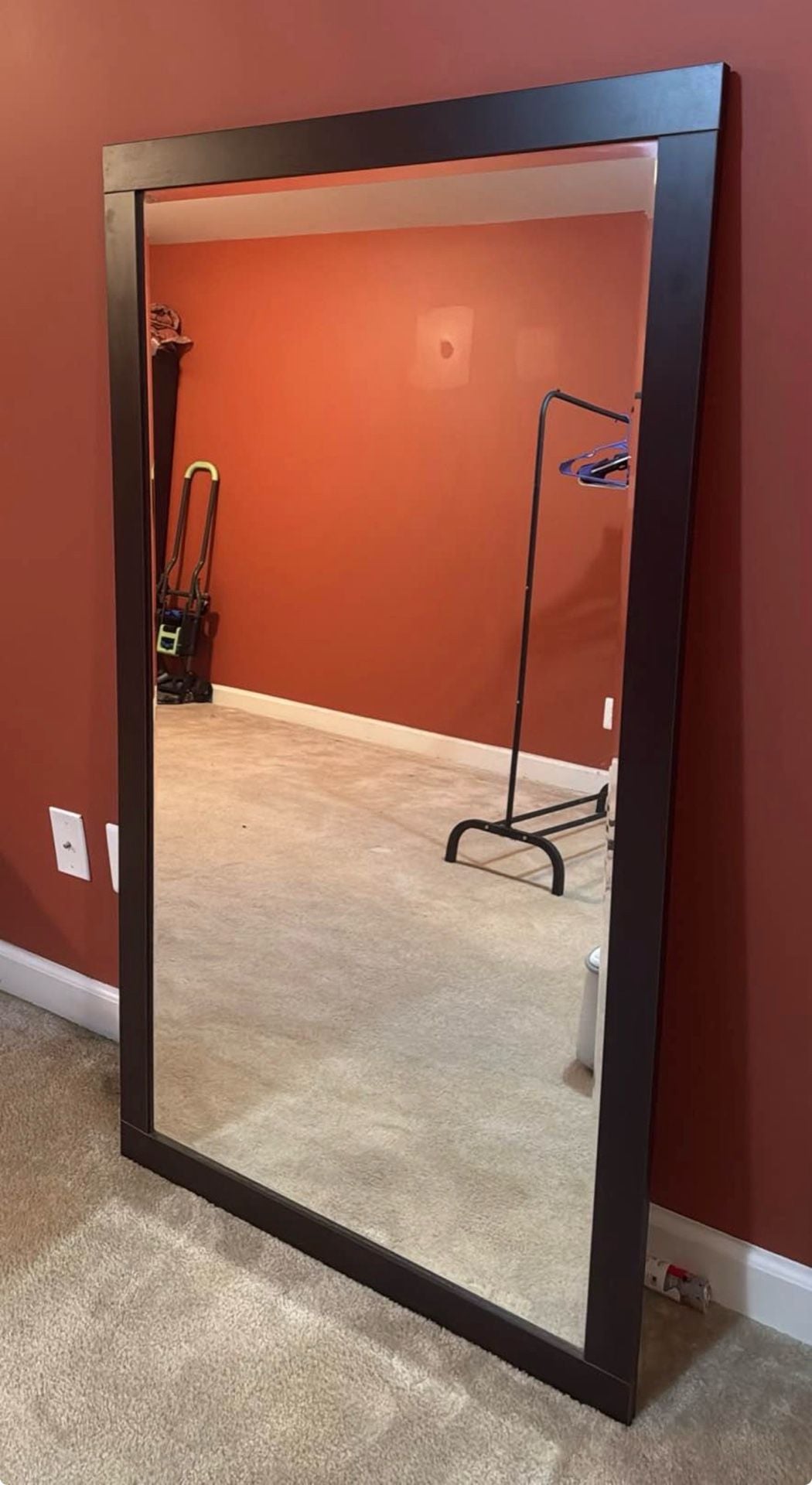 Full Length Mirror with Brown Wood Frame 1