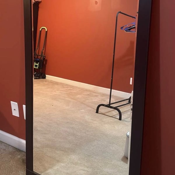 Full Length Mirror with Brown Wood Frame