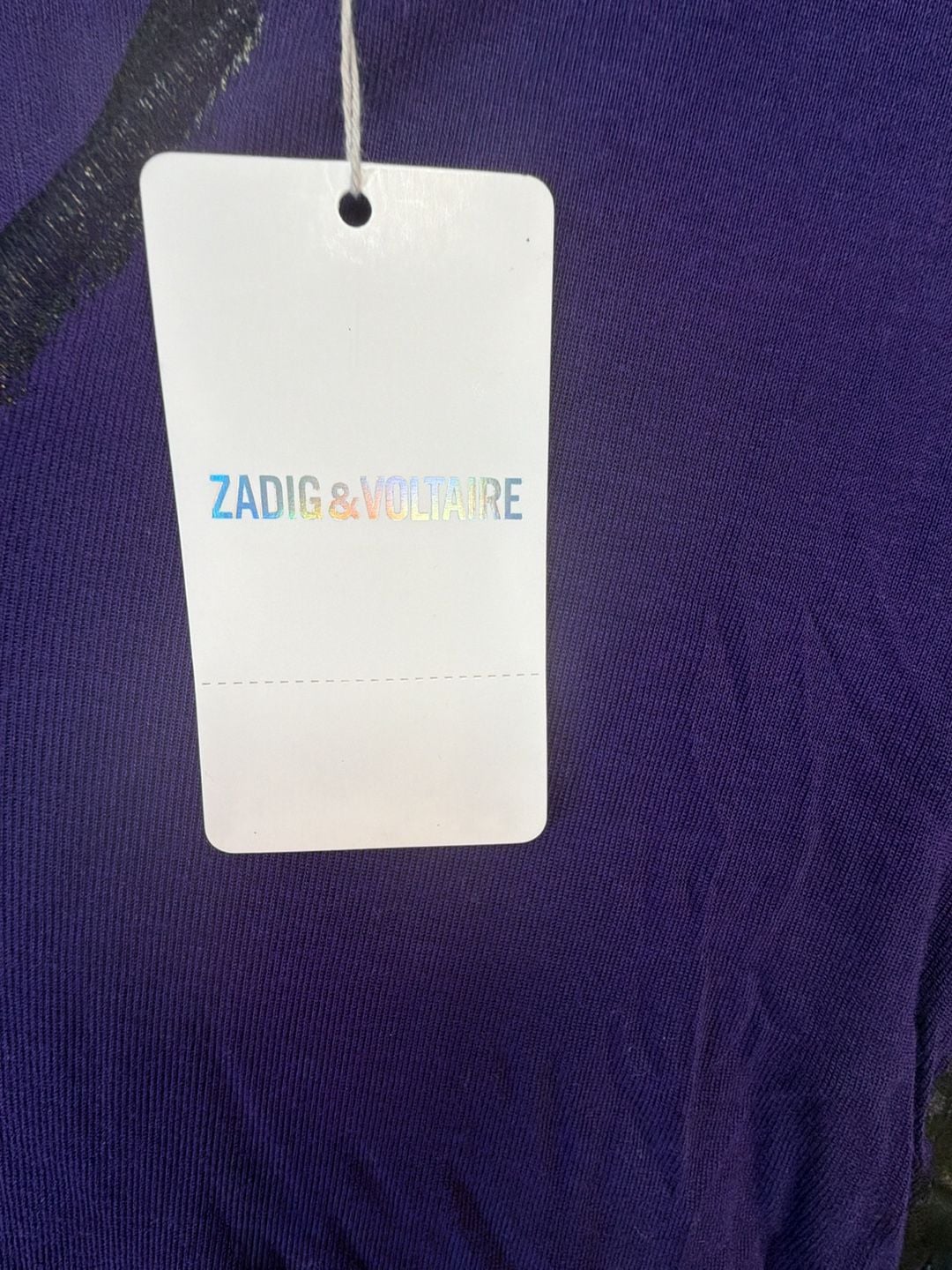 Zadig & Voltaire Tino Foil V-Neck Short-Sleeve Tee Purple L 4