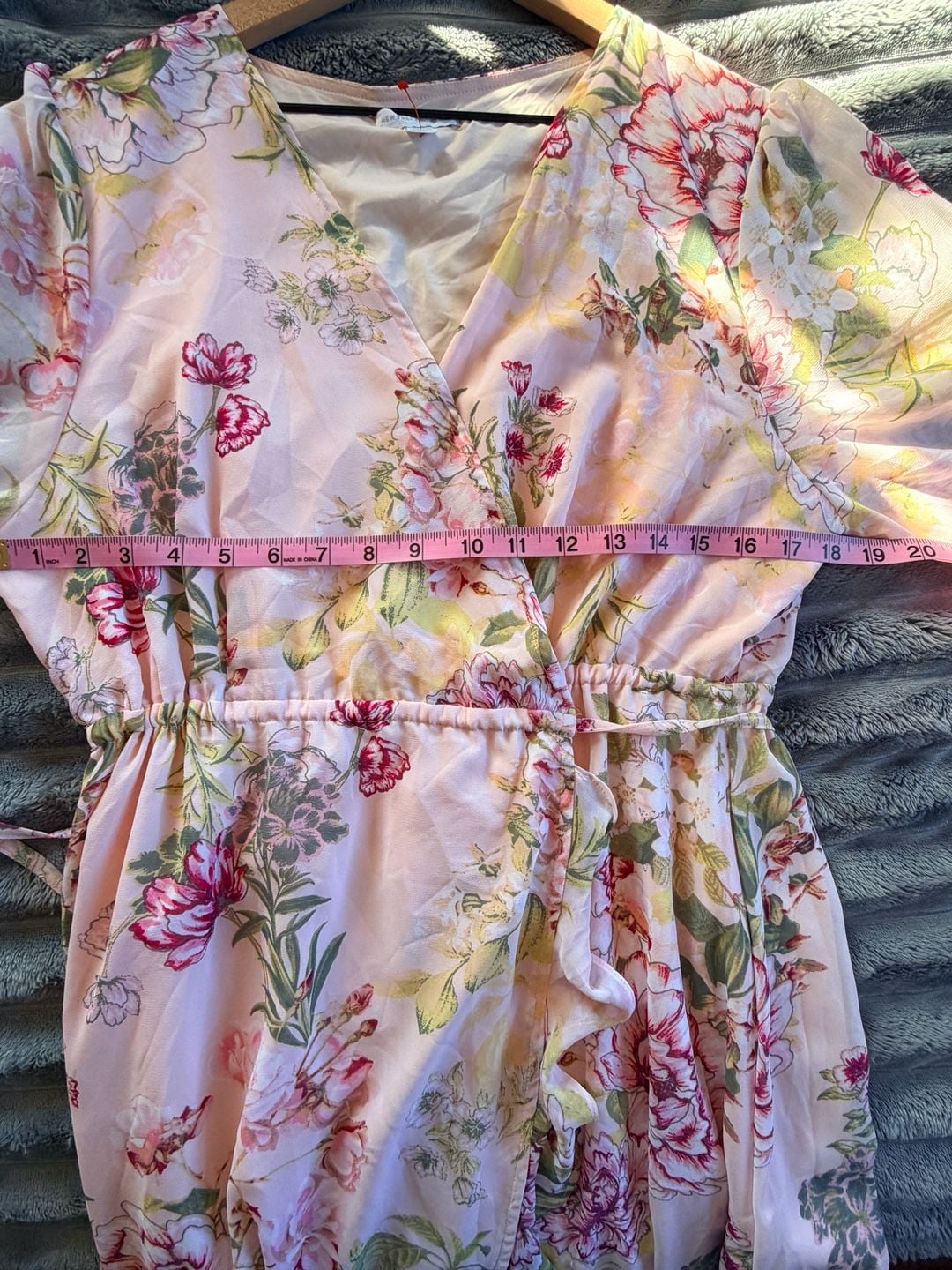 New York & Co Floral Wrap Maxi Dress Size XL Petite Pink Floral Boho 6