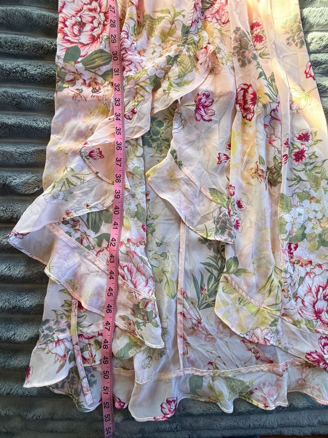 New York & Co Floral Wrap Maxi Dress Size XL Petite Pink Floral Boho 7