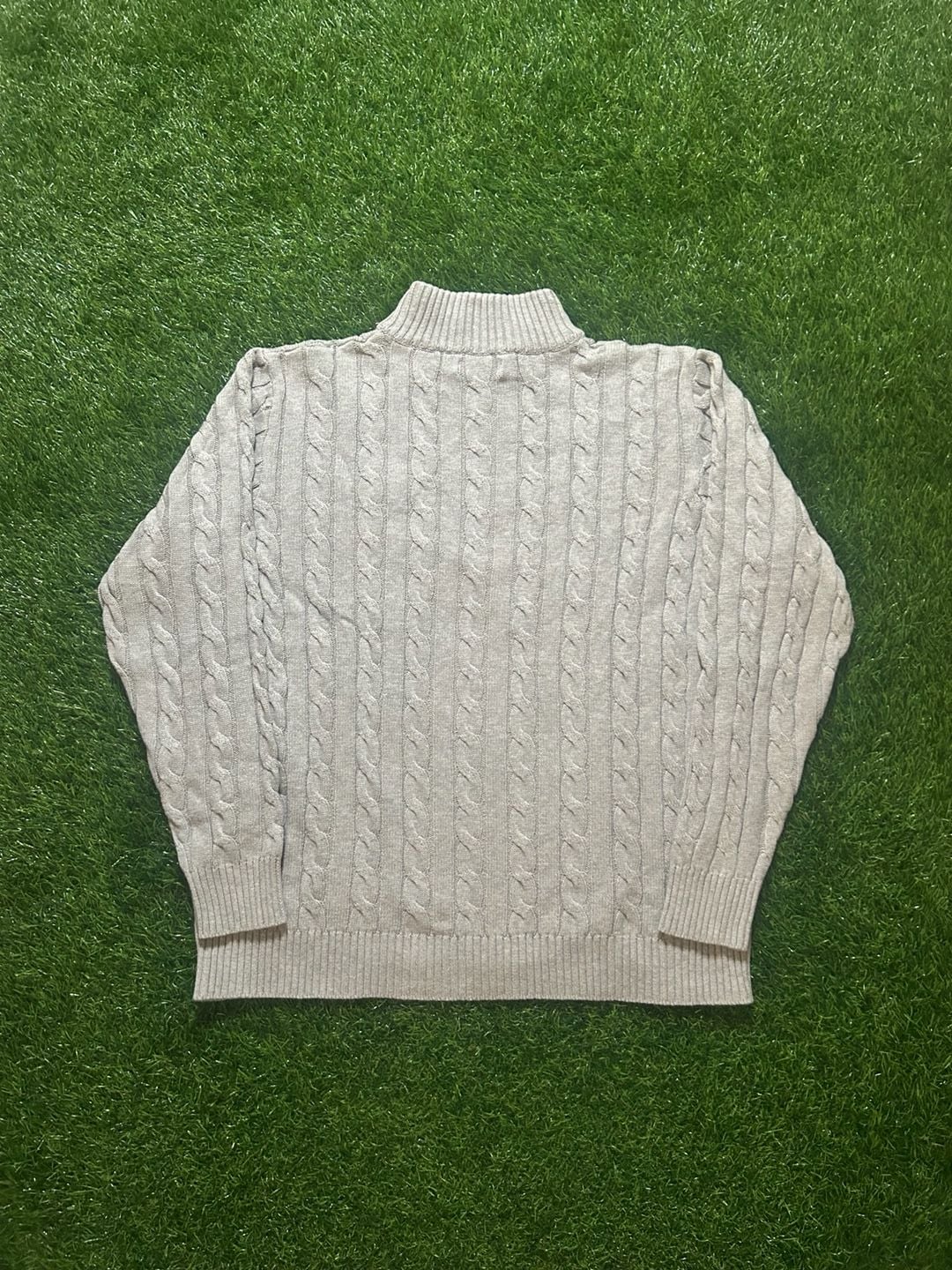 Polo Ralph Lauren 1/4 Zip Cable Knit Sweater Size M Gray 3