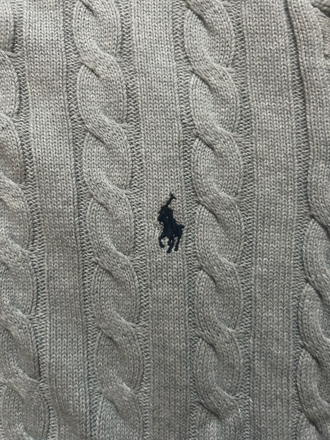 Polo Ralph Lauren 1/4 Zip Cable Knit Sweater Size M Gray 5