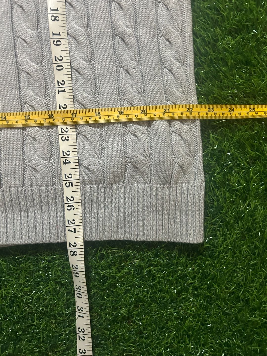 Polo Ralph Lauren 1/4 Zip Cable Knit Sweater Size M Gray 6