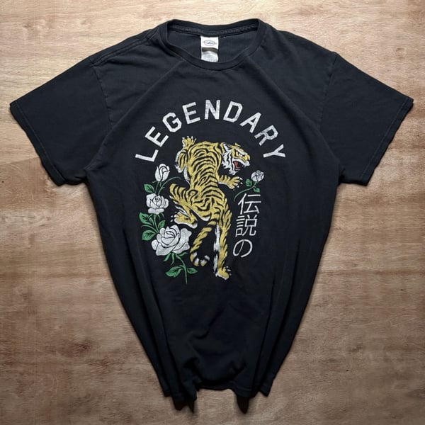 Legendary Tiger Rose Graphic T Shirt Men's M Black Grunge Tattoo Streetwear