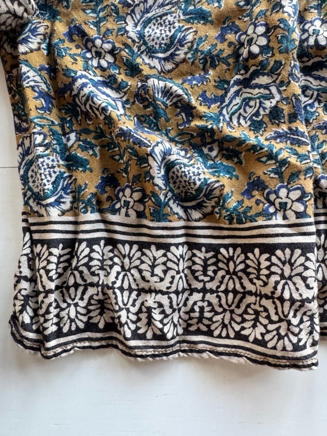 Faherty Enna Top Size XL Jaipur Flora Brown Viscose Boho Blouse 5