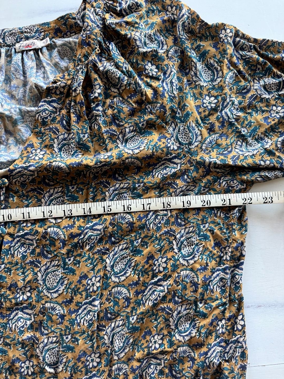 Faherty Enna Top Size XL Jaipur Flora Brown Viscose Boho Blouse 8