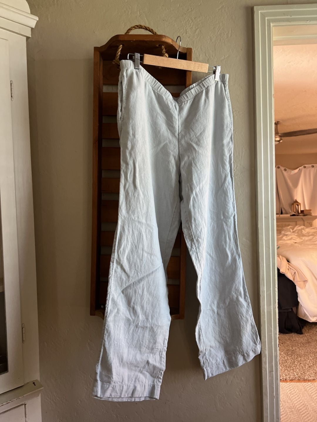 J.Jill Linen Wide Leg Pants Light Blue Lagenlook Size M 2