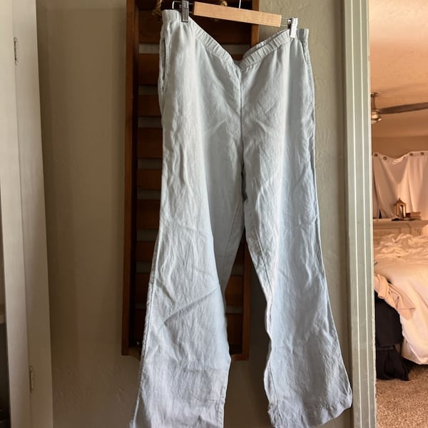 J.Jill Linen Wide Leg Pants Light Blue Lagenlook Size M