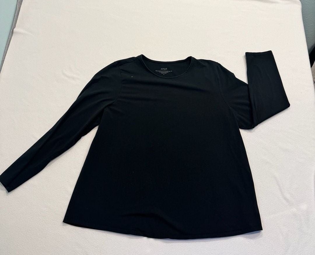 Pure Jill Women’s XL Black Pima Stretch Cotton Shirttail Tee Long Sleeve 7
