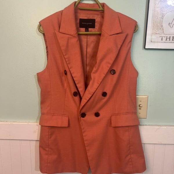 Banana Republic coral Orange Double Breasted Vest with shoulder pads Size 12