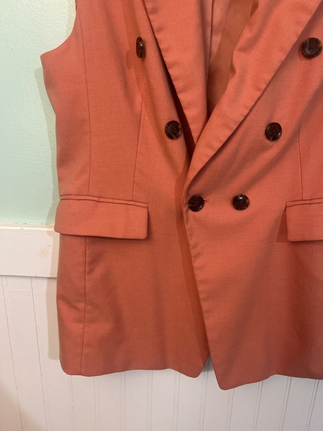 Banana Republic coral Orange Double Breasted Vest with shoulder pads Size 12 4