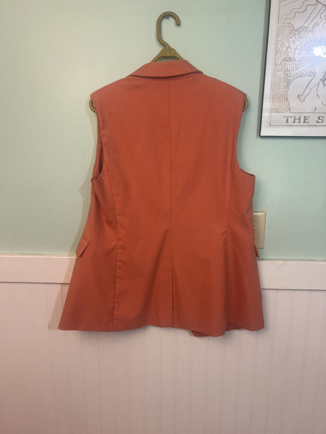 Banana Republic coral Orange Double Breasted Vest with shoulder pads Size 12 6