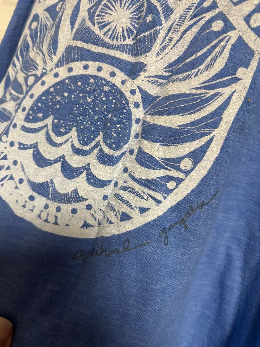 Spiritual Gangster Hamsa Cut Off Band Tank Size XS Blue Graphic Muscle Top 2