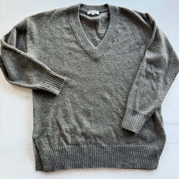 Madewell Olive Green V-Neck Cashmere Sweater Size S