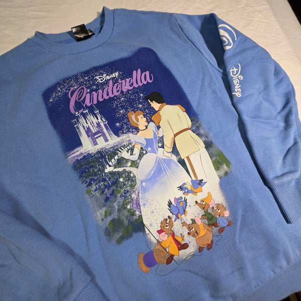 Disney Princess Cinderella Sweatshirt Size MD Blue Movie Poster