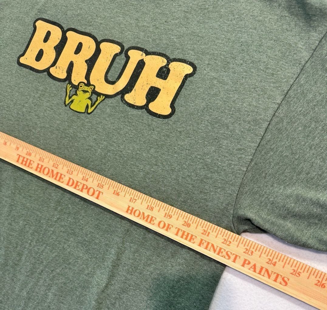ODM BRUH Frog Graphic T Shirt Mens XL Green Funny Meme Novelty Tee 5