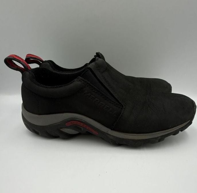 Merrell Jungle Moc Nubuck Black Slip On Hiking Shoes
Size 6.5 W
#874 2