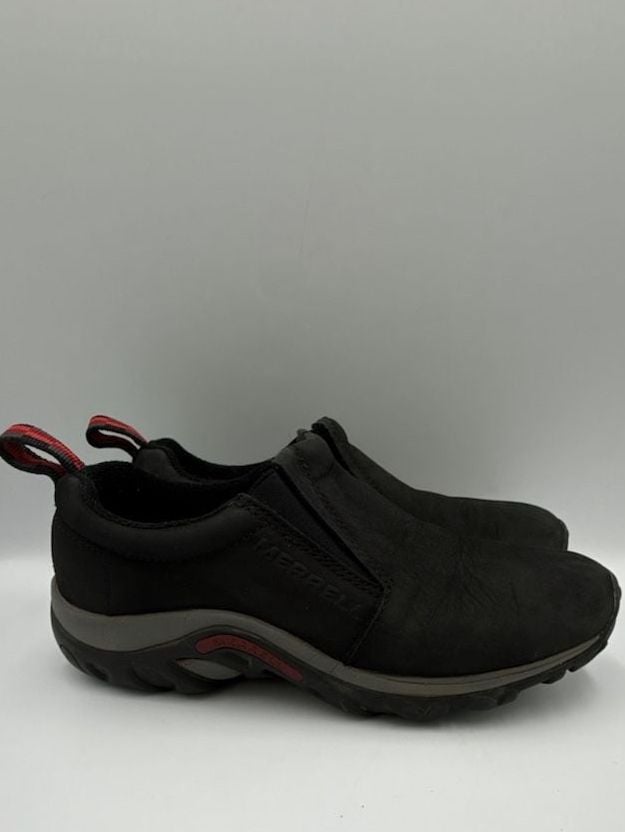 Merrell Jungle Moc Nubuck Black Slip On Hiking Shoes
Size 6.5 W
#874 7