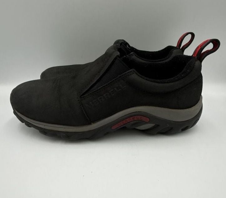 Merrell Jungle Moc Nubuck Black Slip On Hiking Shoes
Size 6.5 W
#874 9