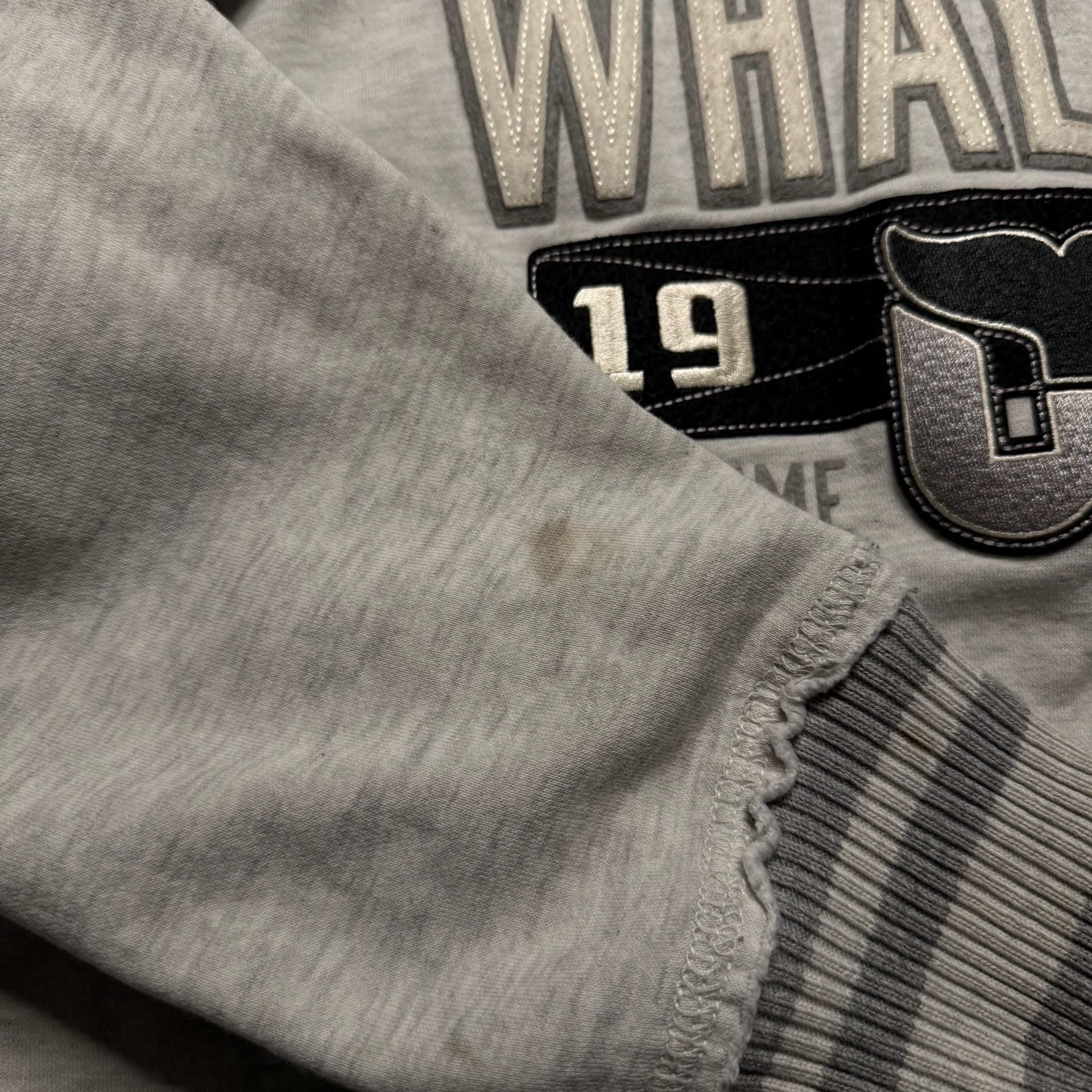 Vintage Hartford Whalers Old Time Hockey Hoodie L NHL Gray Distressed 7