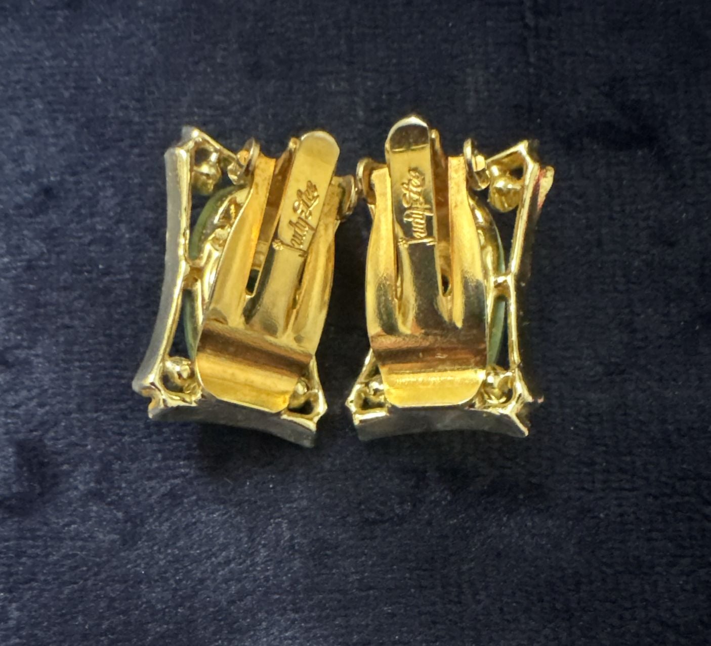 Judy Lee Scarab Earrings Egyptian Revival Robin Egg Blue Gold Tone mid-century, 4