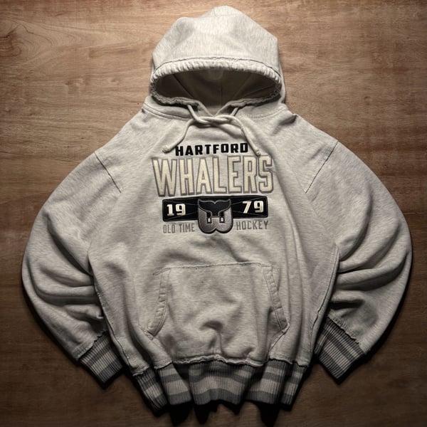 Vintage Hartford Whalers Old Time Hockey Hoodie L NHL Gray Distressed