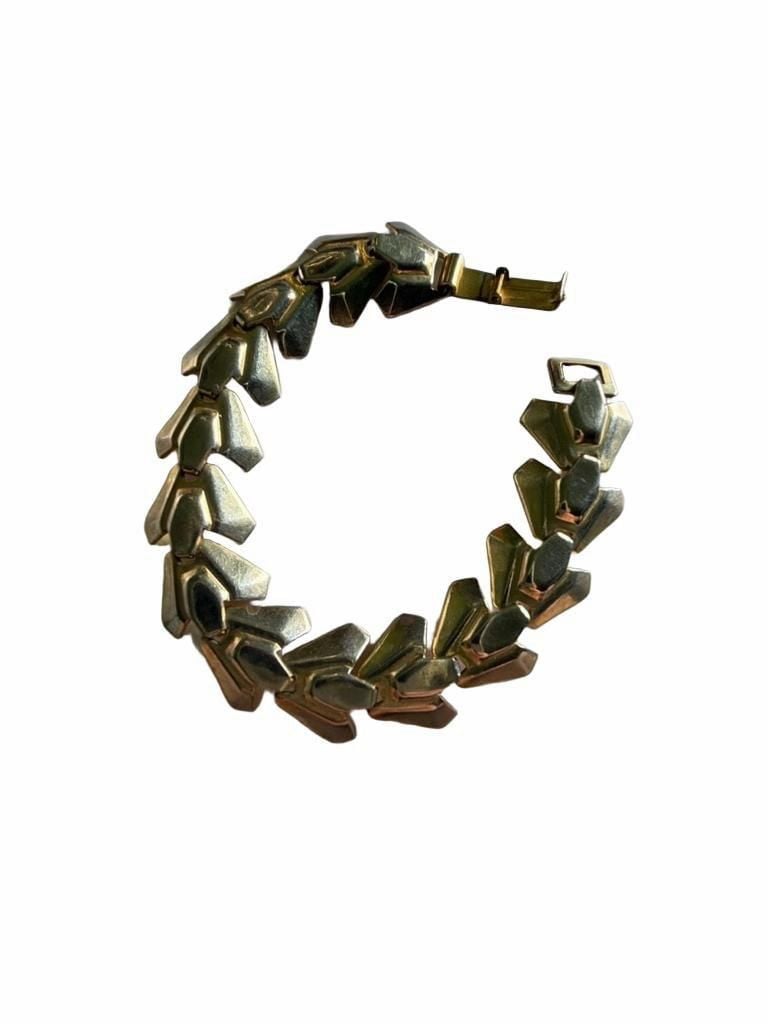 Vintage Retro Two-Toned Gold Link Chevron Bracelet 2