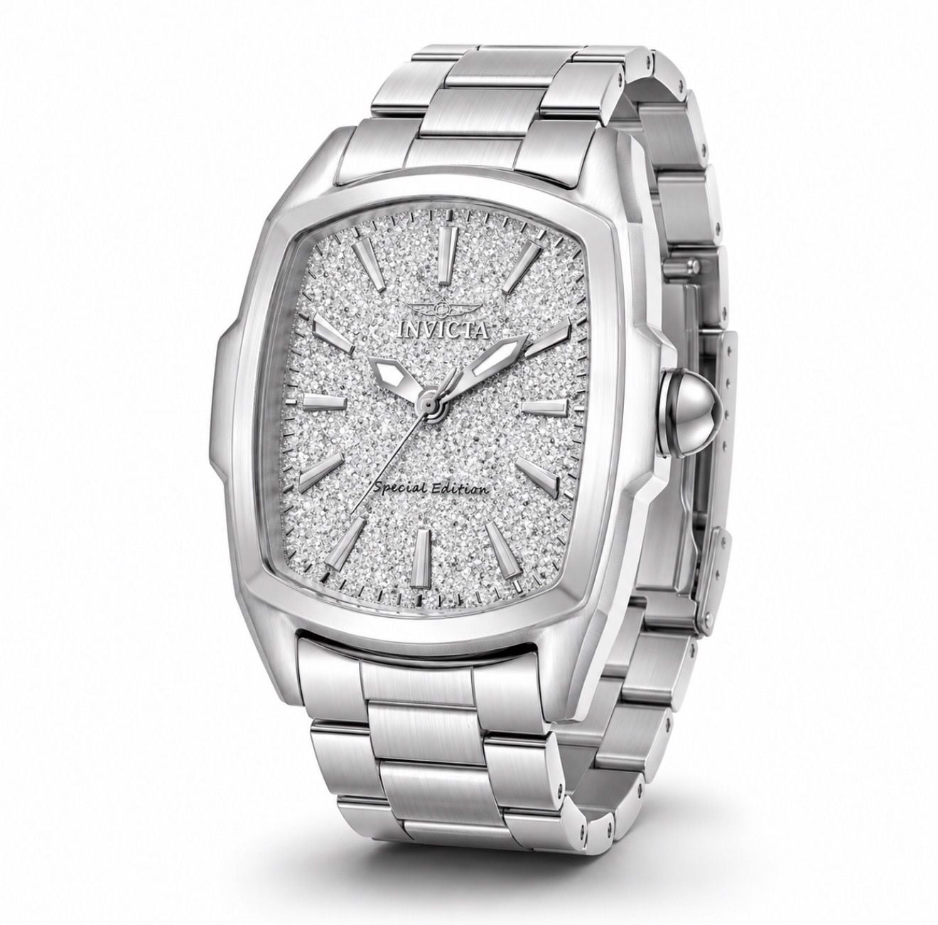 Invicta Special Edition Silver Tone Quartz Watch Glitter Dial Box 3