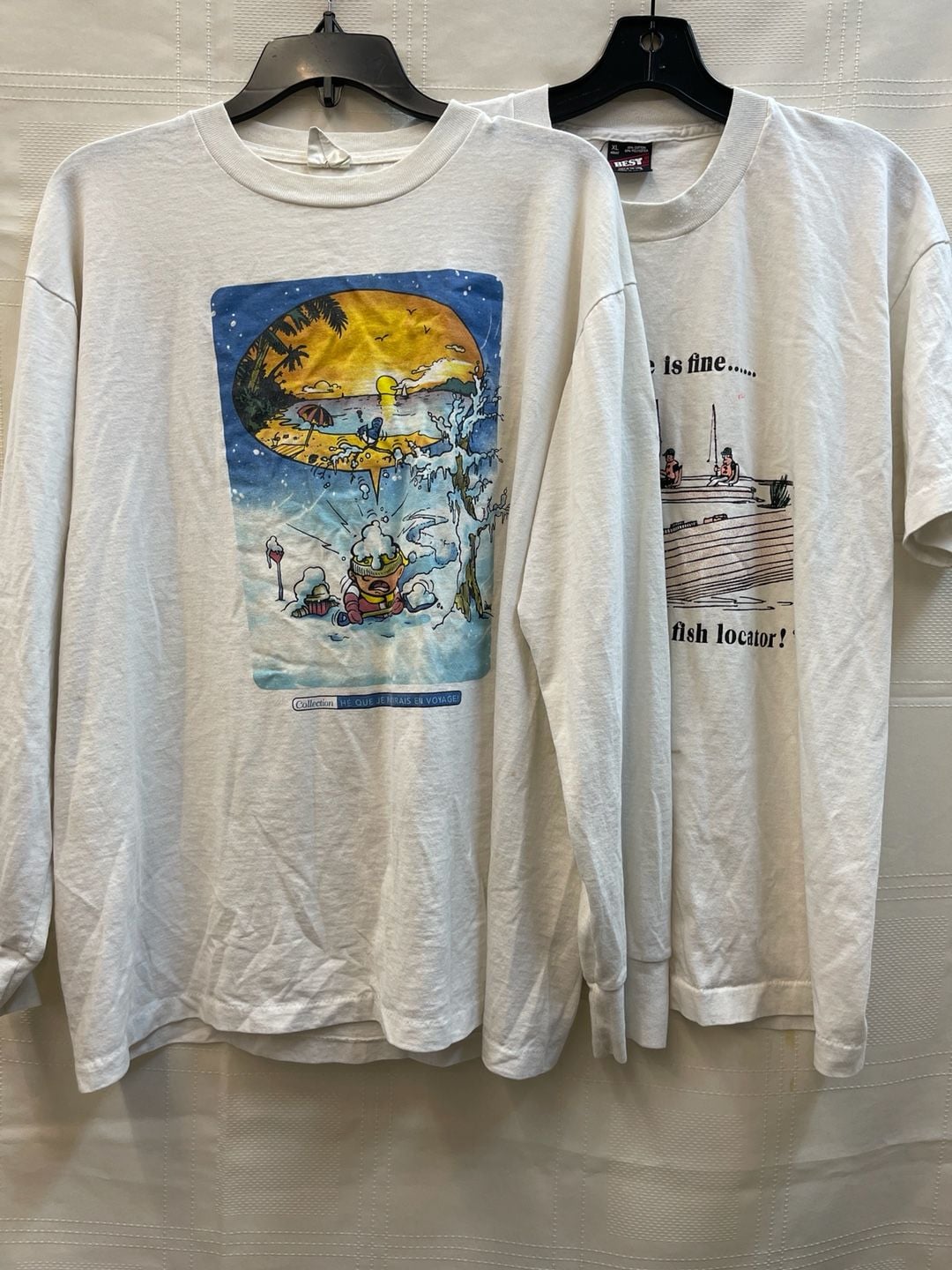 Vintage XL Humeur Design En Voyage Single Stitch Long Sleeve Graphic Tee 1