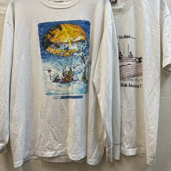 Vintage XL Humeur Design En Voyage Single Stitch Long Sleeve Graphic Tee