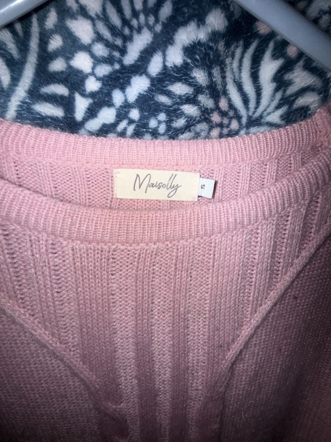 Maisolly Sweater Dress Size S Pink Cable Knit Long Sleeve Flare 3