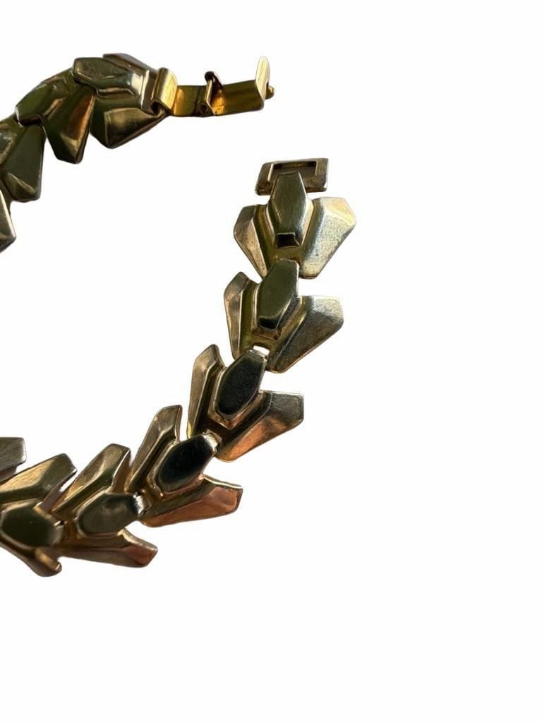 Vintage Retro Two-Toned Gold Link Chevron Bracelet 3