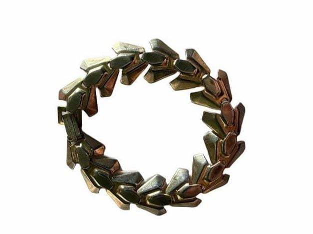 Vintage Retro Two-Toned Gold Link Chevron Bracelet 8
