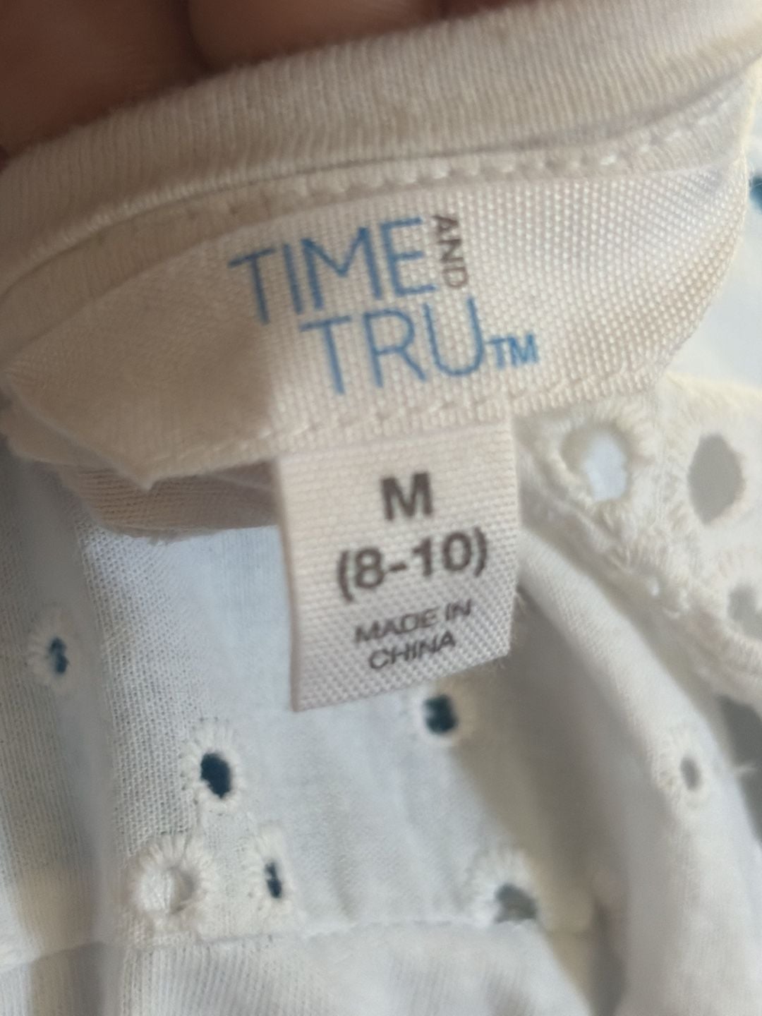 Time and Tru Women's White Eyelet Short Sleeve Top Size M (8-10) 4