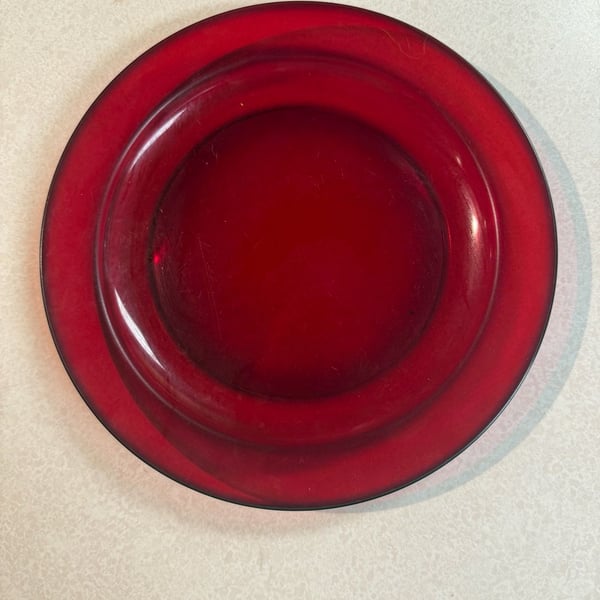 Arcoroc Classique Ruby Red Glass Salad Plate France