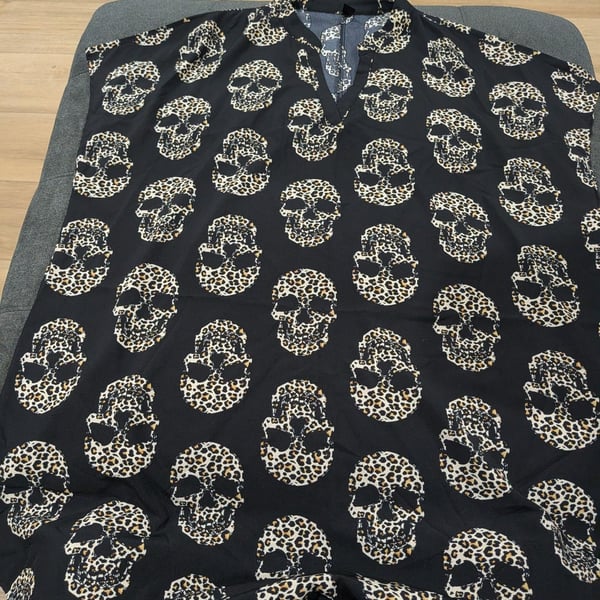 EMERY ROSE Skull Leopard Print Blouse Size 5XL