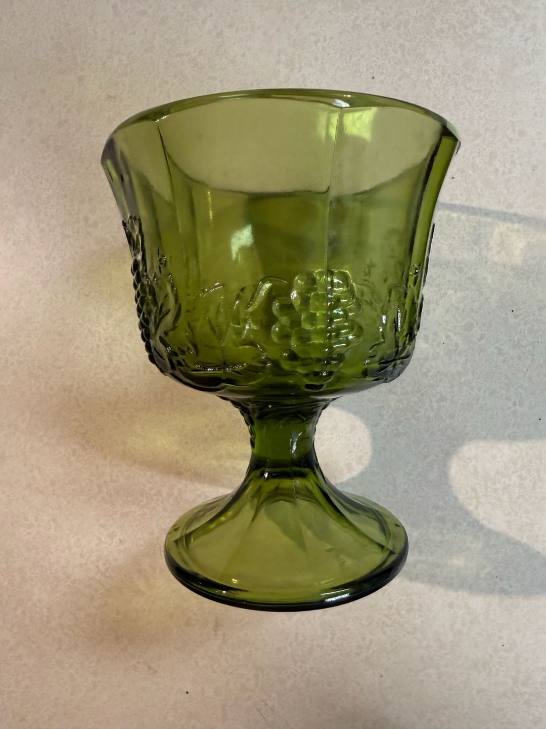 Indiana Glass Harvest Grape Avocado Green Pedestal Compote Dish 1