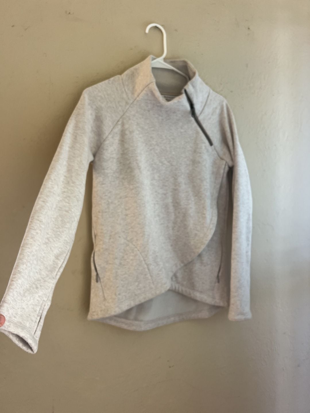 Athleta Cozy Karma Asymmetrical Pullover Sweatshirt Gray XS 4