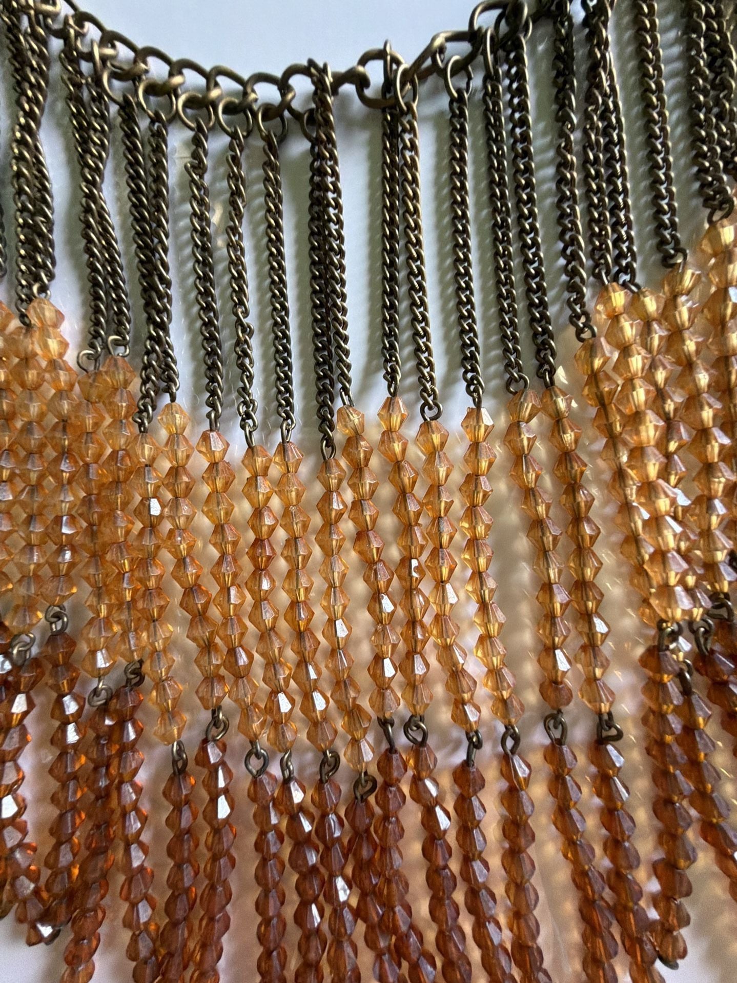 Amber Bead Fringe Statement Bib Necklace 5