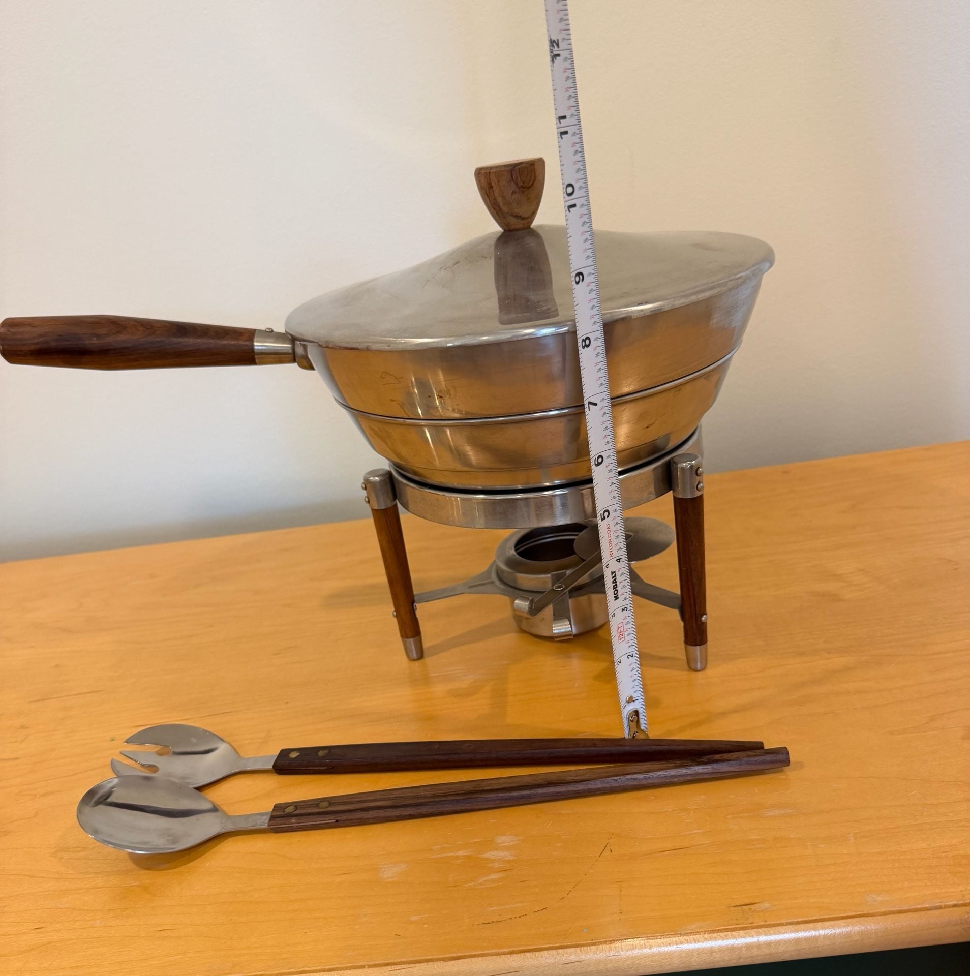 Vintage Mid Century Modern Fraser Denmark Fondue Pot: Stainless Steel 10