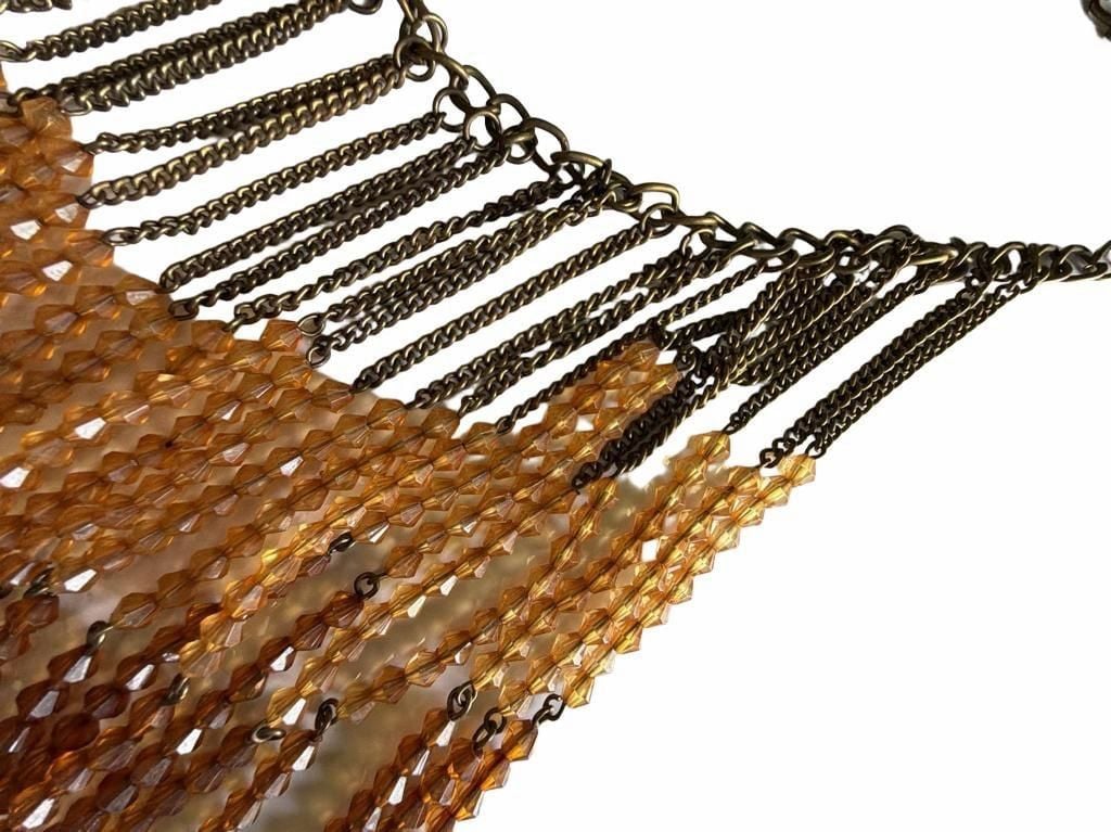Amber Bead Fringe Statement Bib Necklace 8